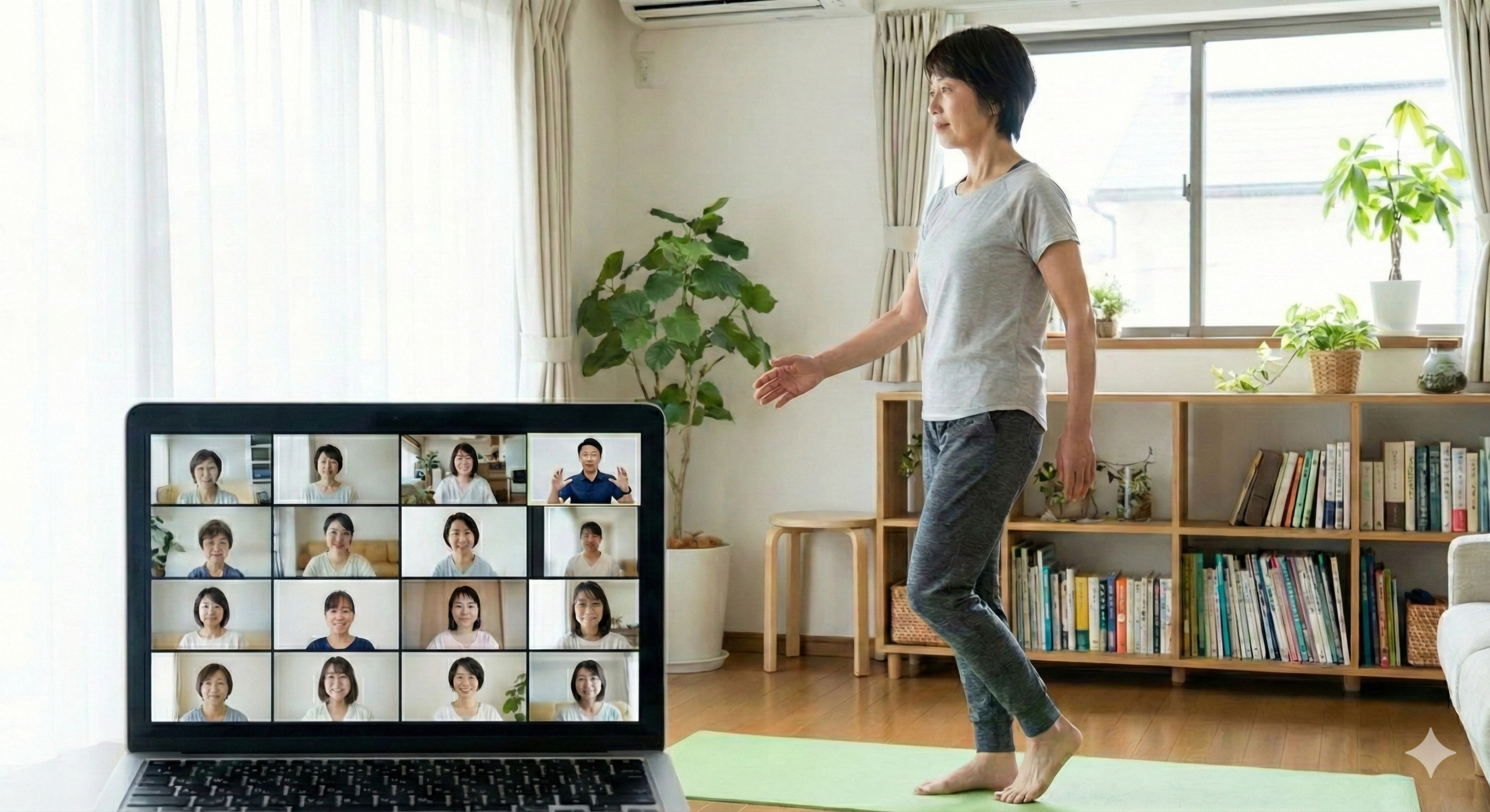 オンラインレッスンで仲間と一緒に学ぶ様子